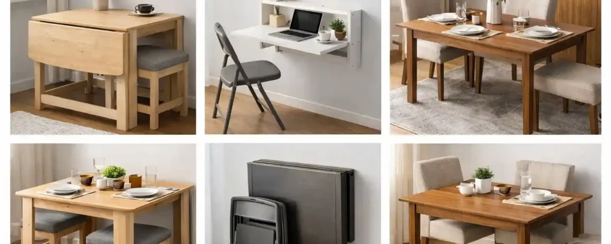 space-saving dining tables for small apartments including drop leaf wall mounted and extendable designs